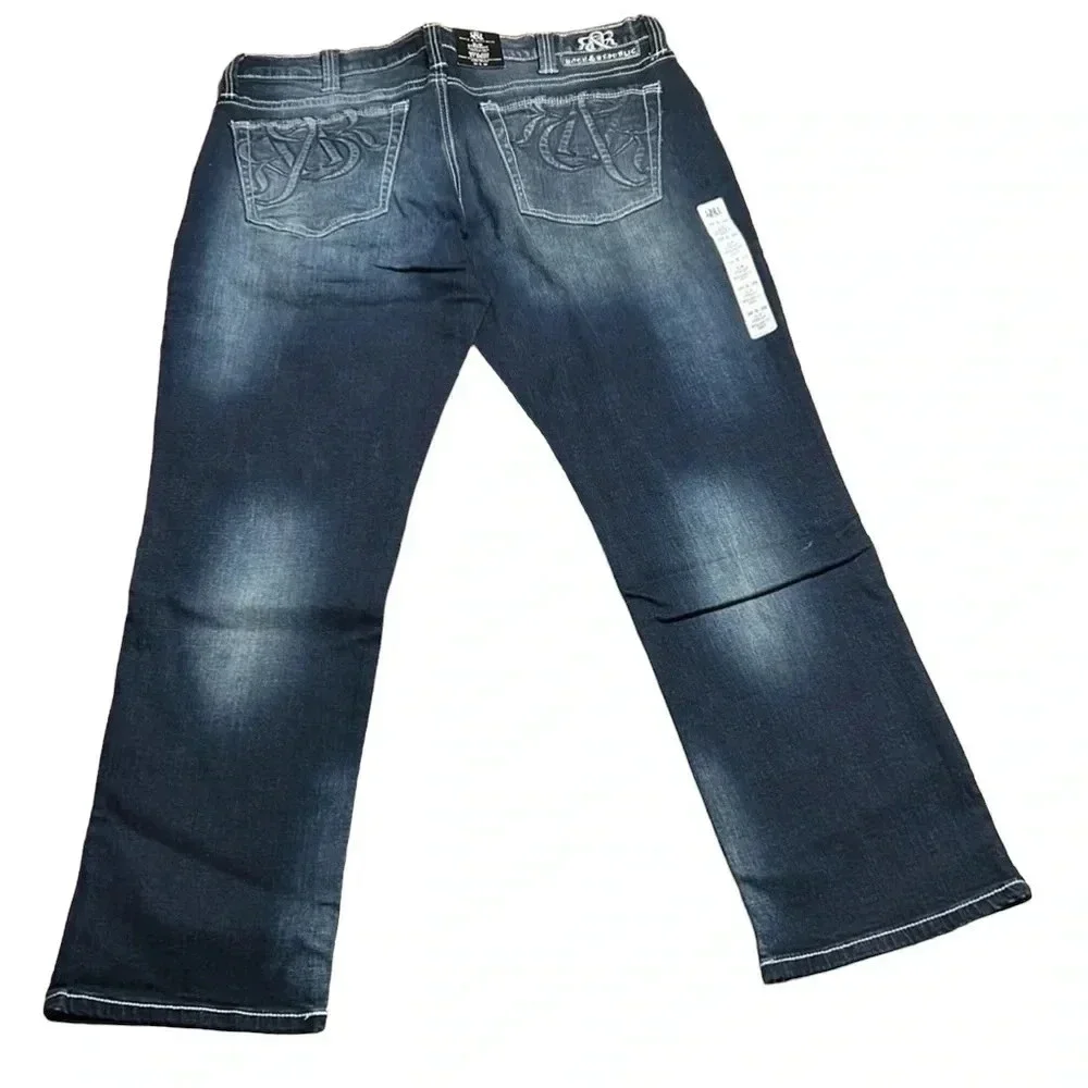 ROCK & REPUBLIC men jean,NWT 36x30 slim straight,blue,manufactured fading EC NWT - Picture 3 of 10